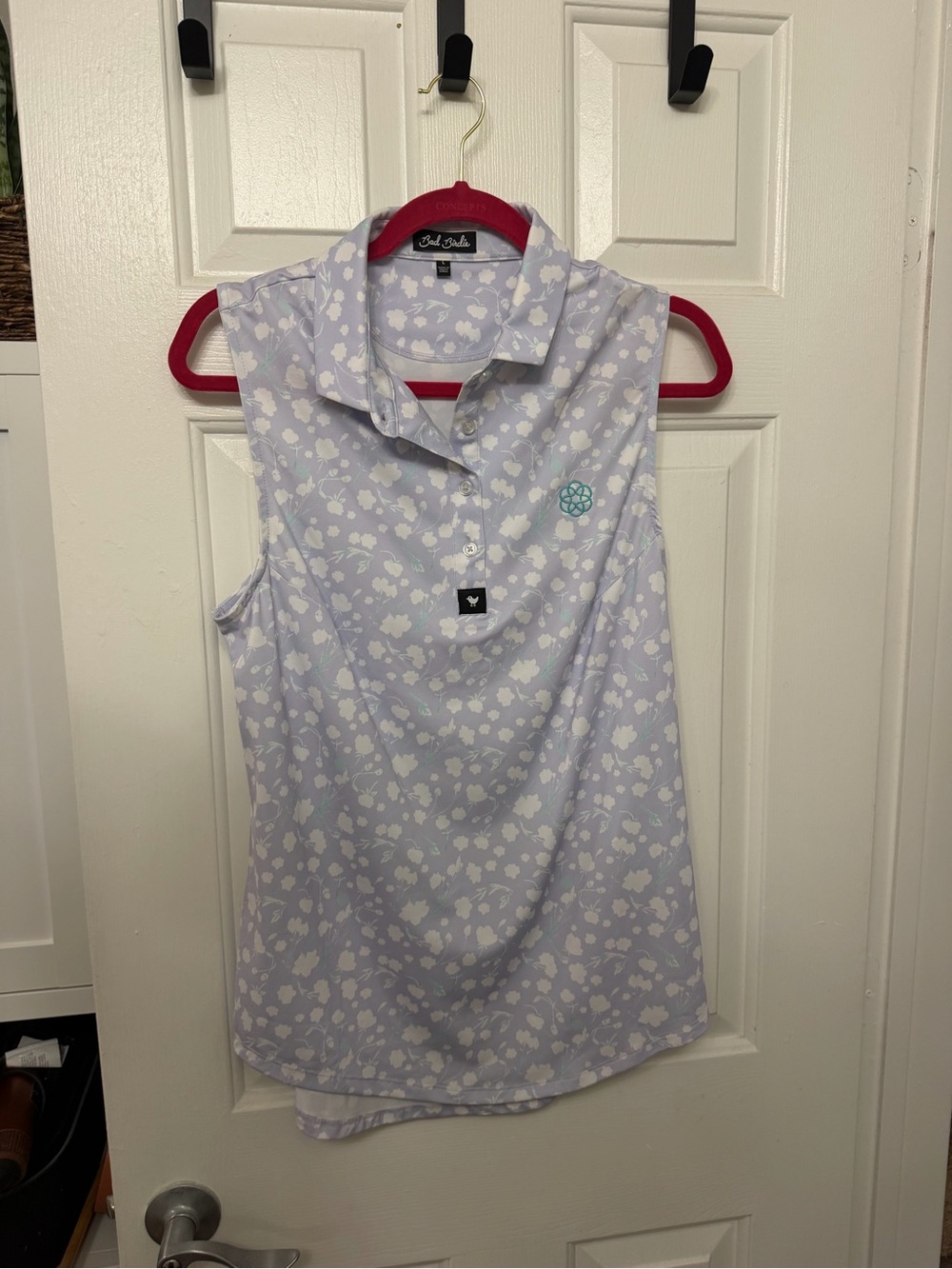 Sleeveless Floral Polo Top - Light Lavender by Bad Birdie